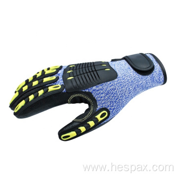 Hespax Shockproof Oilfield Cut Resistant HPPE TPR Gloves